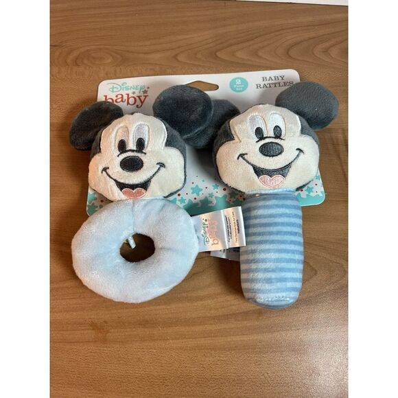 Disney Baby Mickey Mouse Blue Baby Rattle Set - Picture 1 of 4
